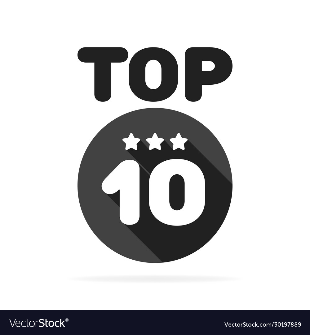 Top ten 10 black and white circle badge icon vector image Top ten 10 black and white circle badge icon