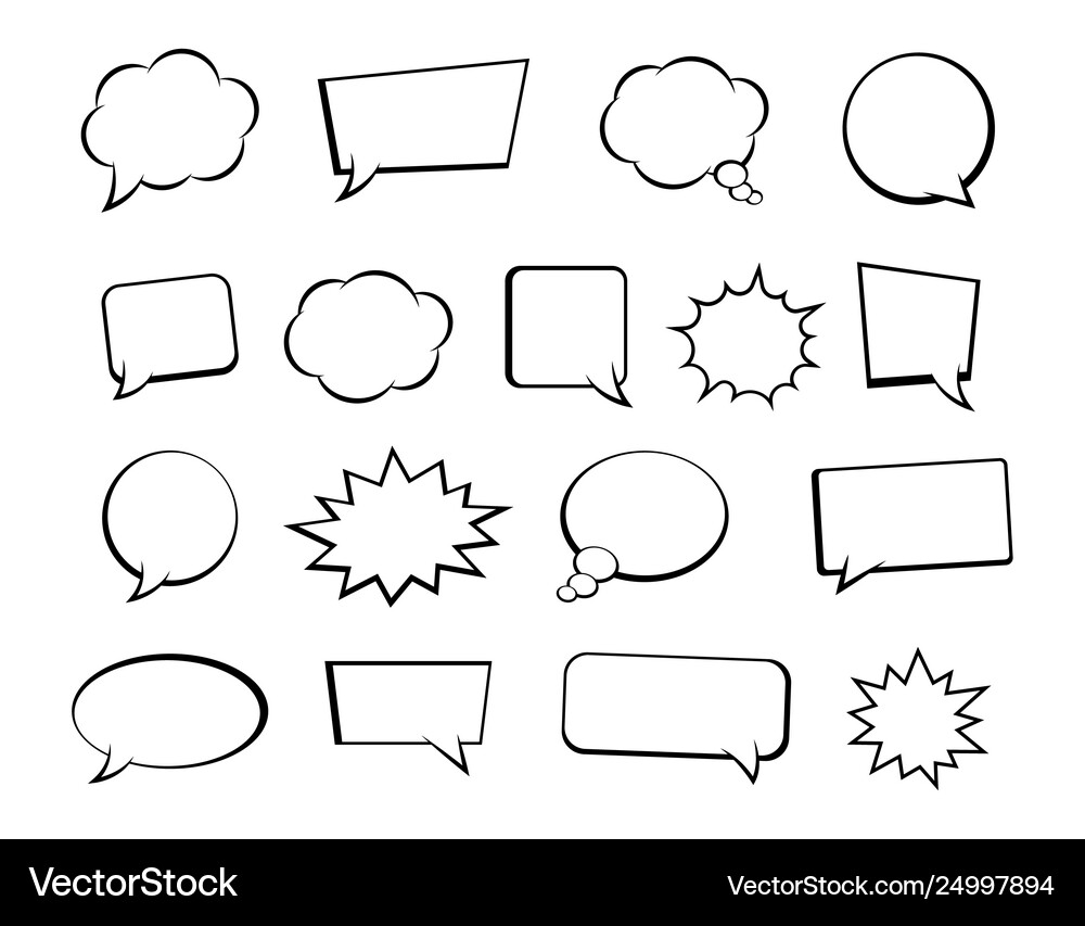 Big set speech bubbles retro empty comic Vector Image