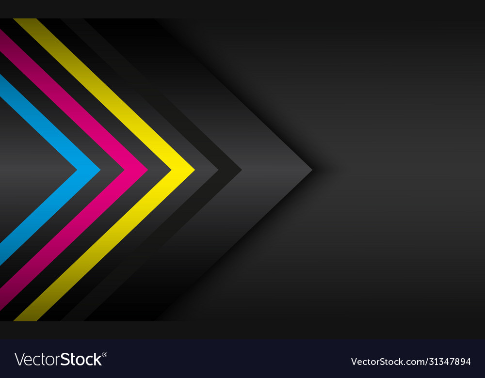 Cmyk arrows on black metal background abstract Vector Image