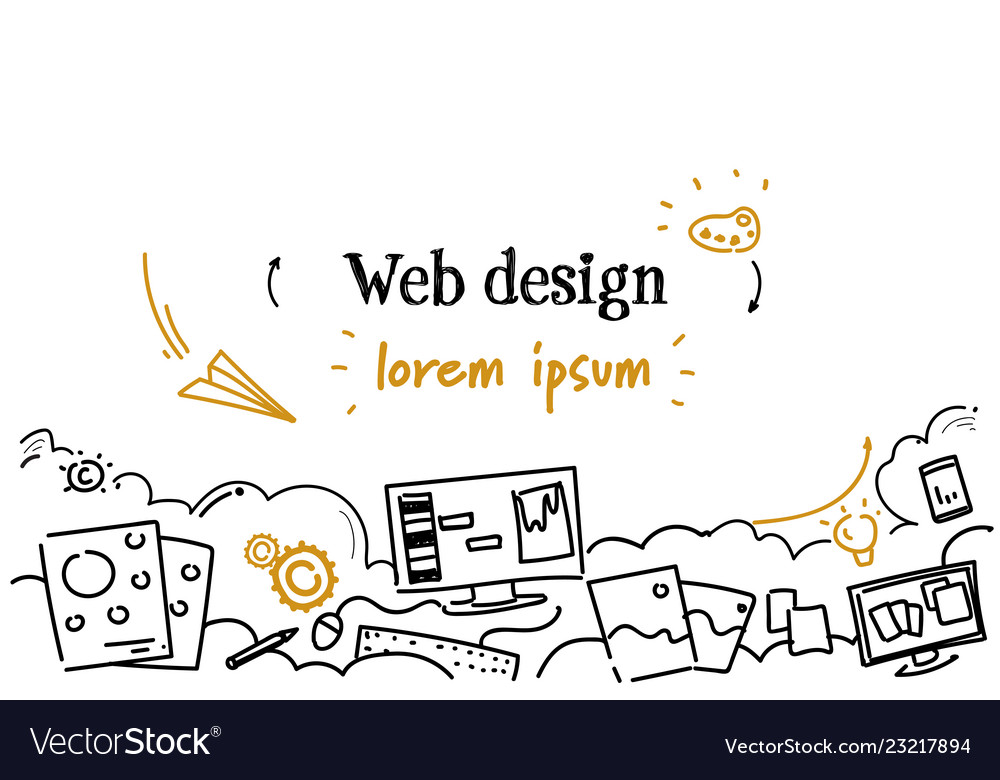 Digital Web Development Concept Sketch