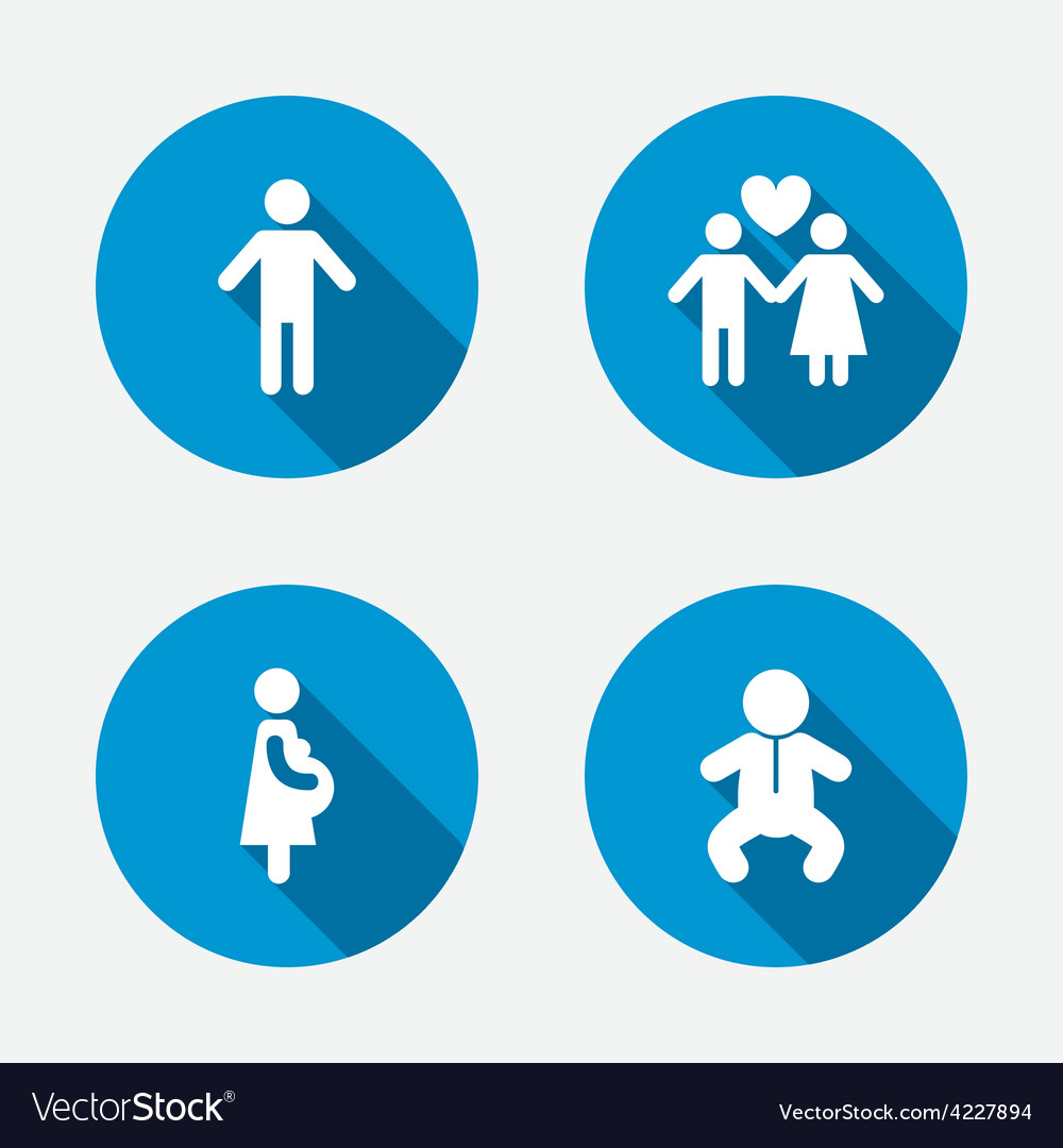 Family lifetime icons couple love and pregnancy Vector Image