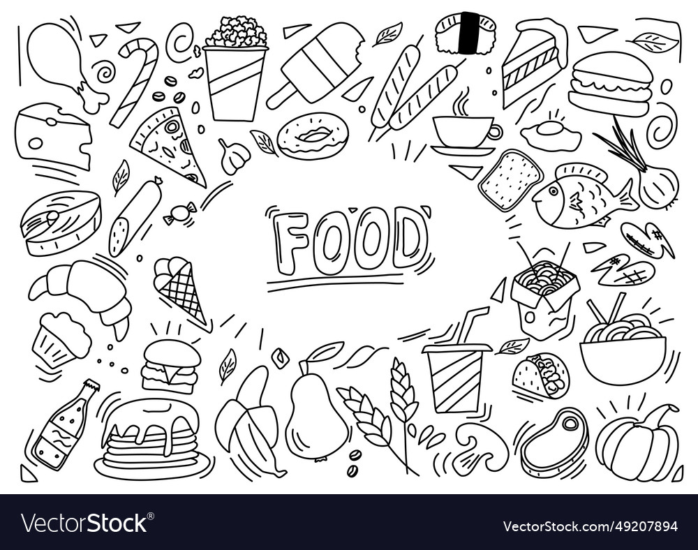 Food doodle with copy space Royalty Free Vector Image