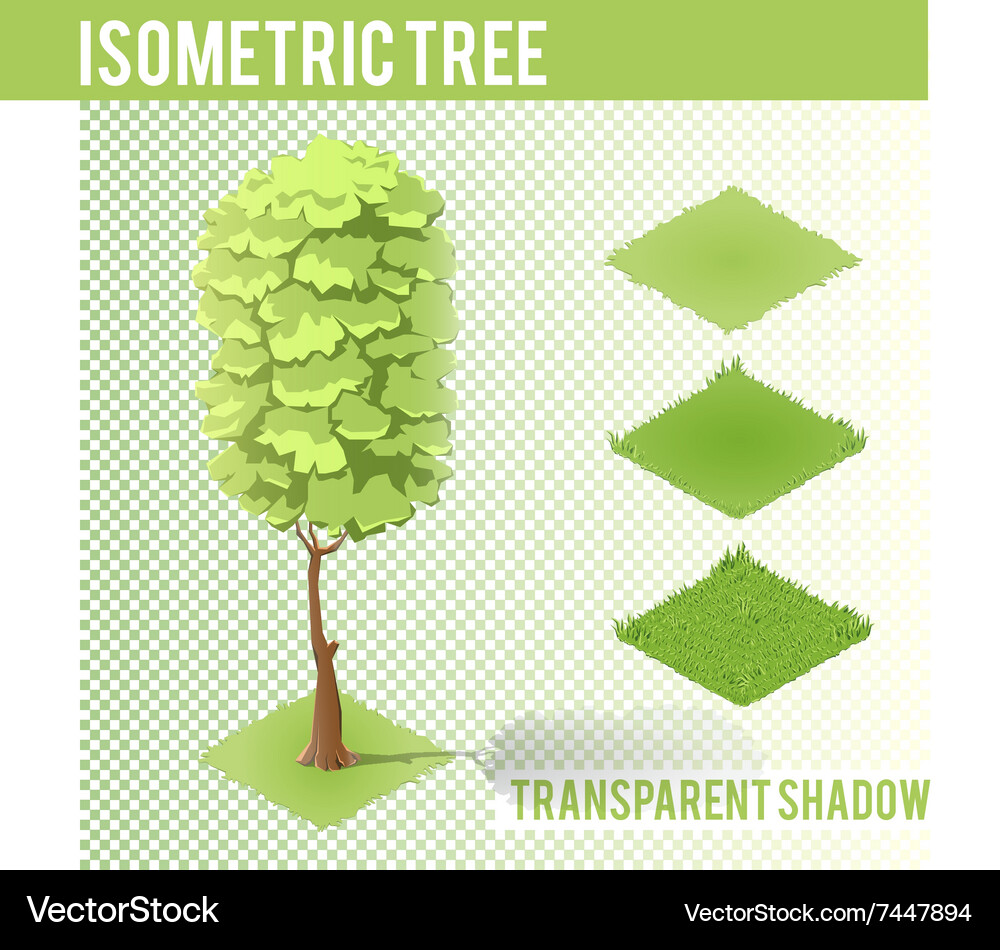 Isometric tree 002 Royalty Free Vector Image - VectorStock