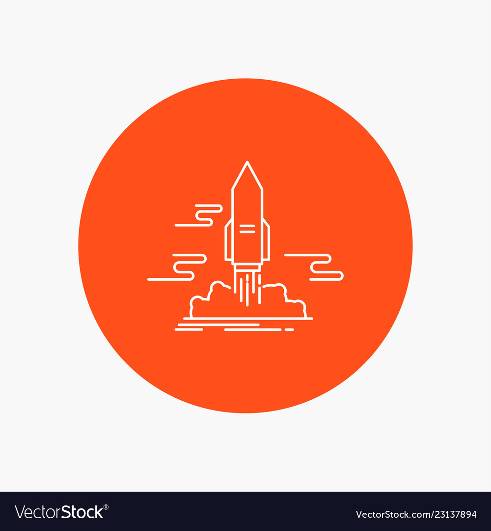 Launch publish app shuttle space white line icon vector image Launch publish app shuttle space white line icon