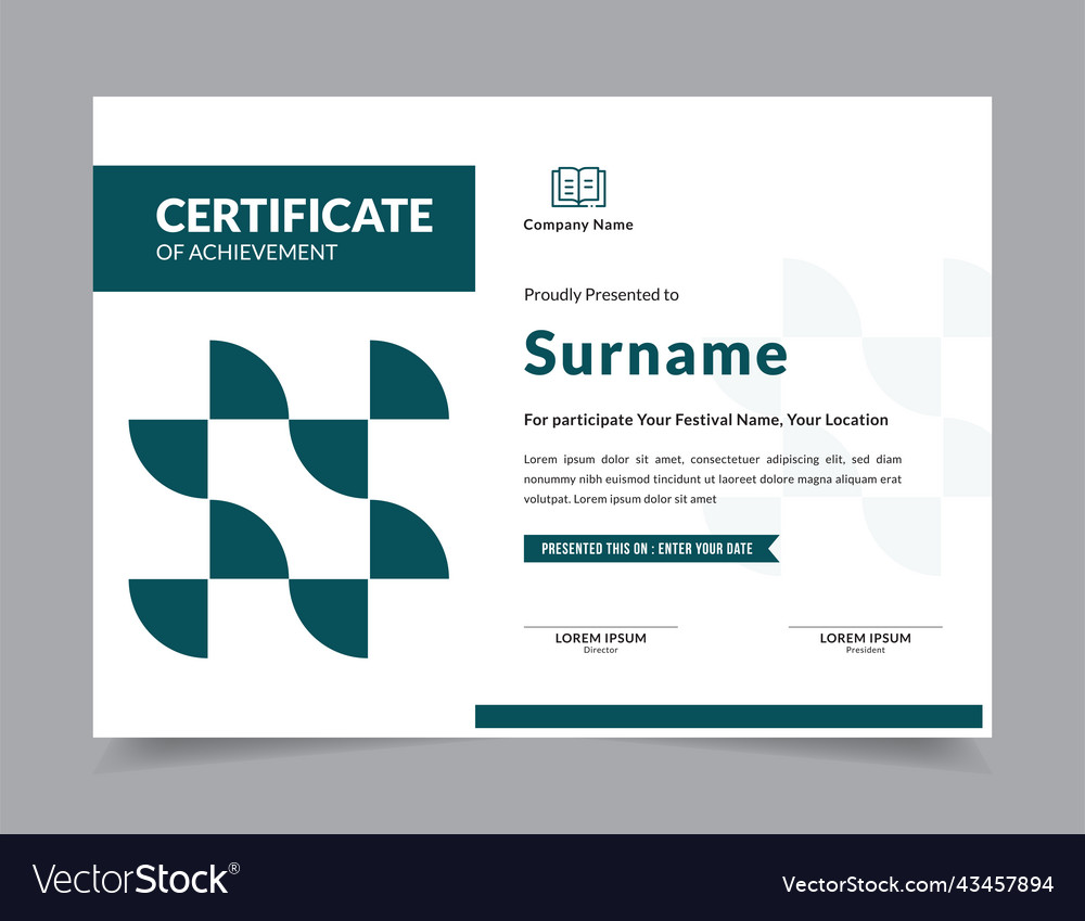 Modern certificate template design layout Vector Image Modern certificate template design layout