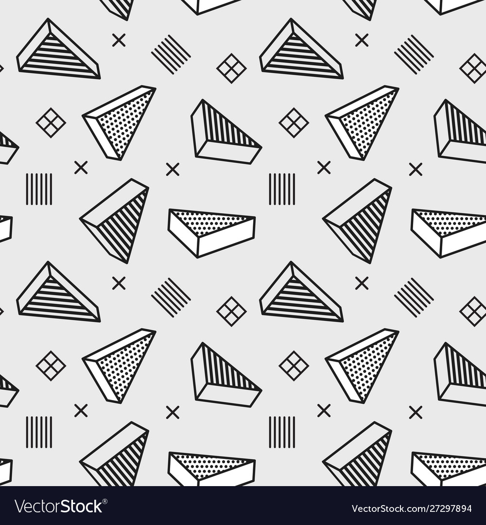 Seamless pattern with 3d graphic elements in pop