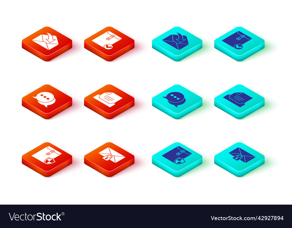 Set envelope with shield mail message lock vector image Set envelope with shield mail message lock