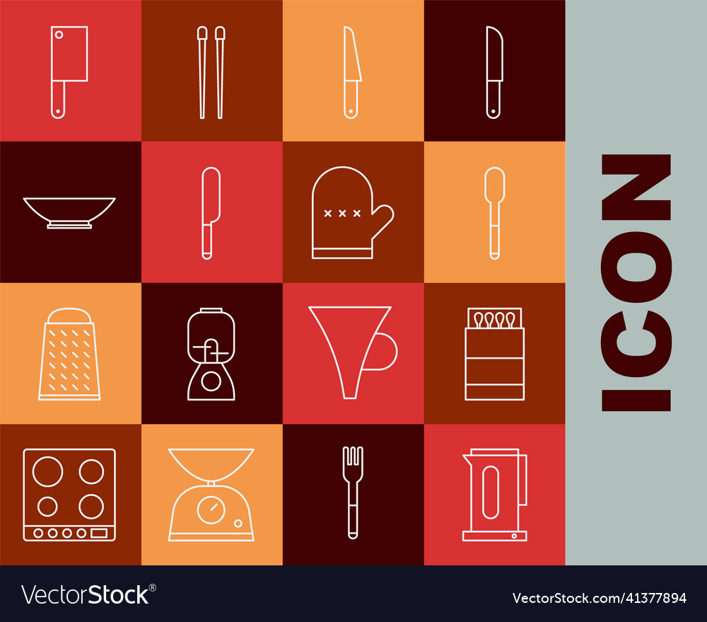Set line kettle with handle open matchbox matches vector image Set line kettle with handle open matchbox matches