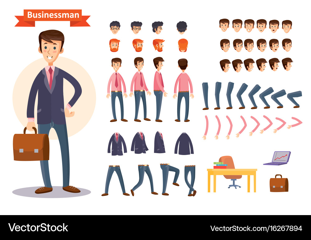 Set of cartoon for creating a Royalty Free Vector Image