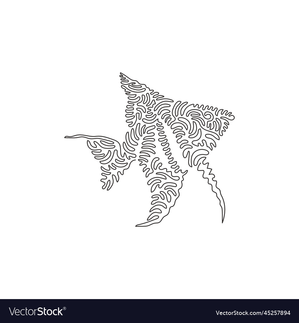 Single curly one line drawing of unique shape vector image Single curly one line drawing of unique shape