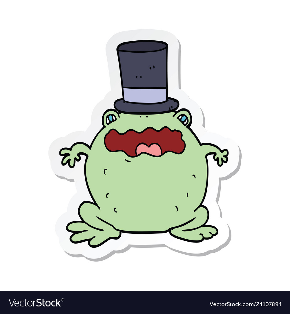 Sticker of a cartoon toad wearing top hat Vector Image