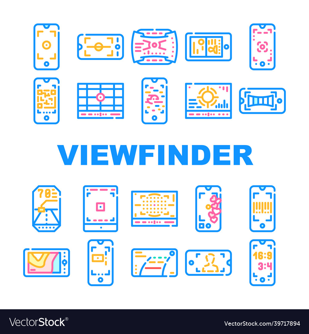 Viewfinder smartphone function icons set vector image Viewfinder smartphone function icons set