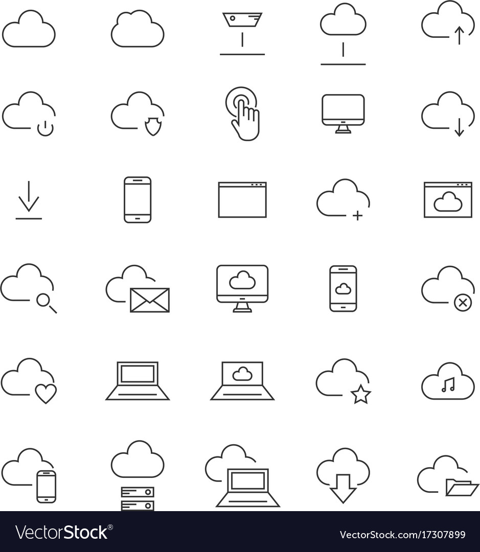 30 Cloud Computing Line Icons