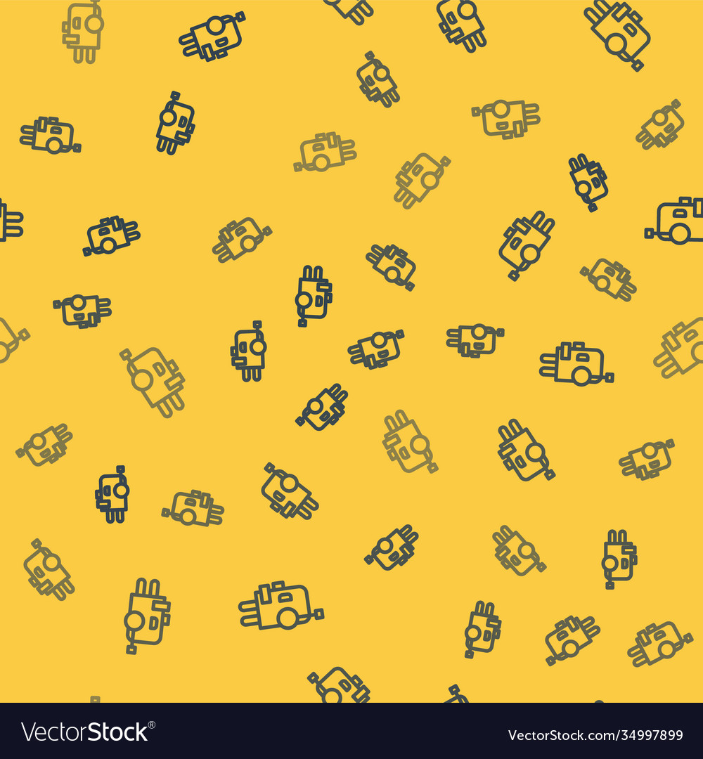 Blue line robot icon isolated seamless pattern