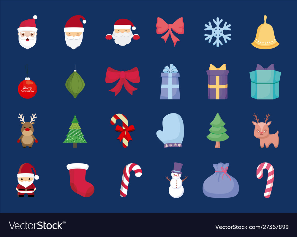 Bundle merry christmas with set icons