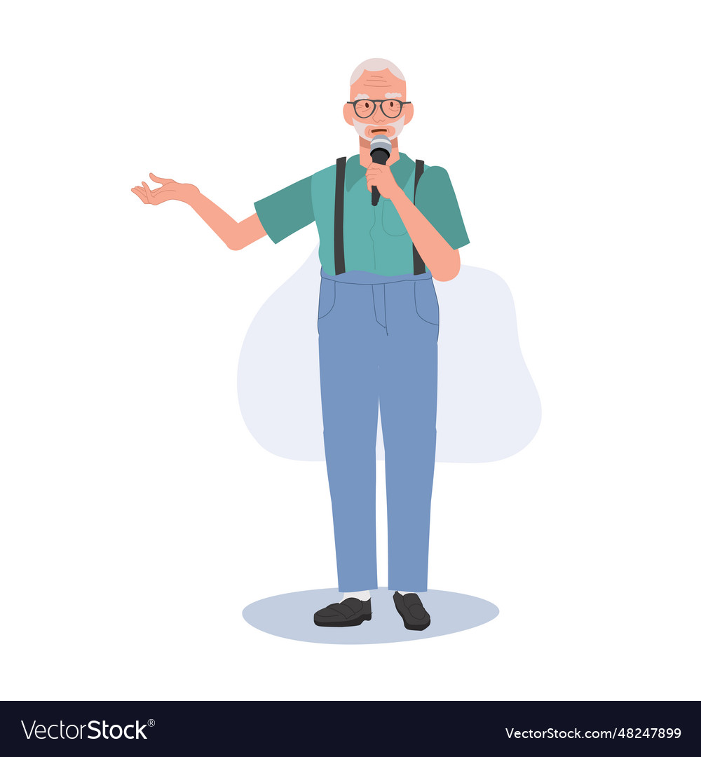 Cheerful senior moderator guiding meaningful Vector Image