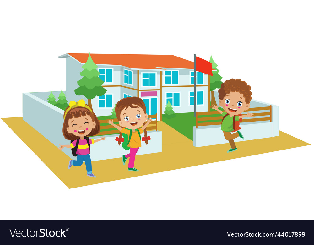 Cute Kids Going To Kindergarten Royalty Free Vector Image