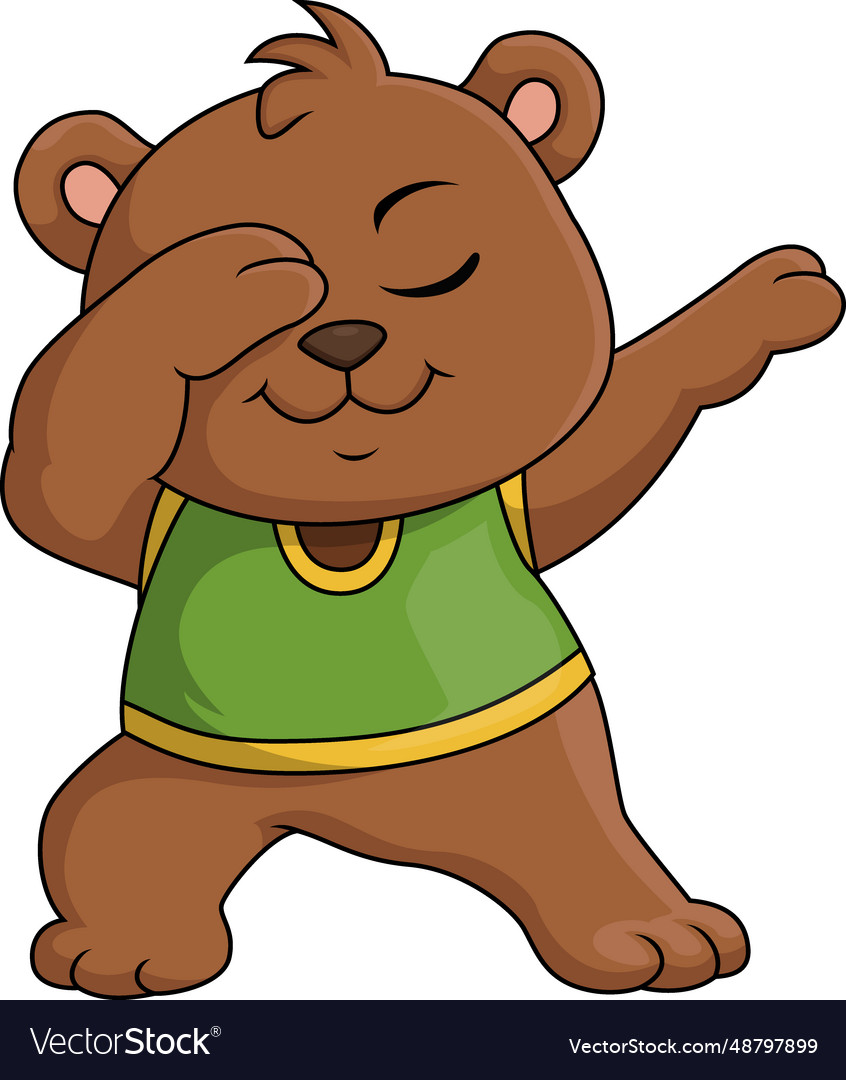 Cute little bear cartoon dabbing dance