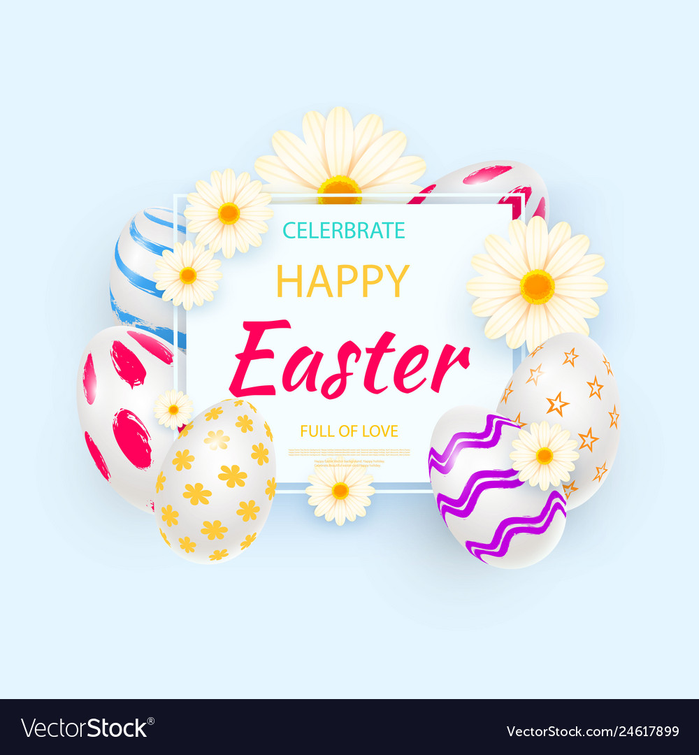Easter holiday background with 3d eggs