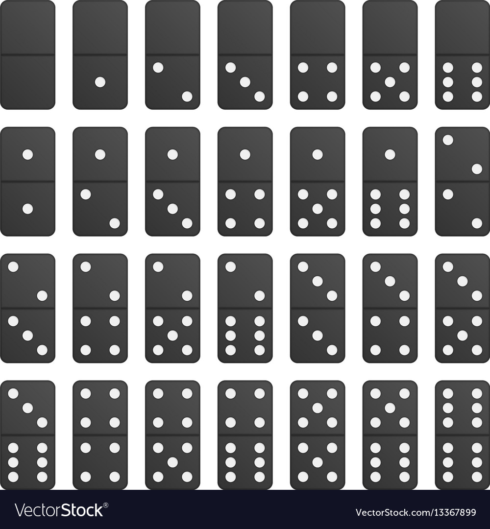 Full set black domino pieces