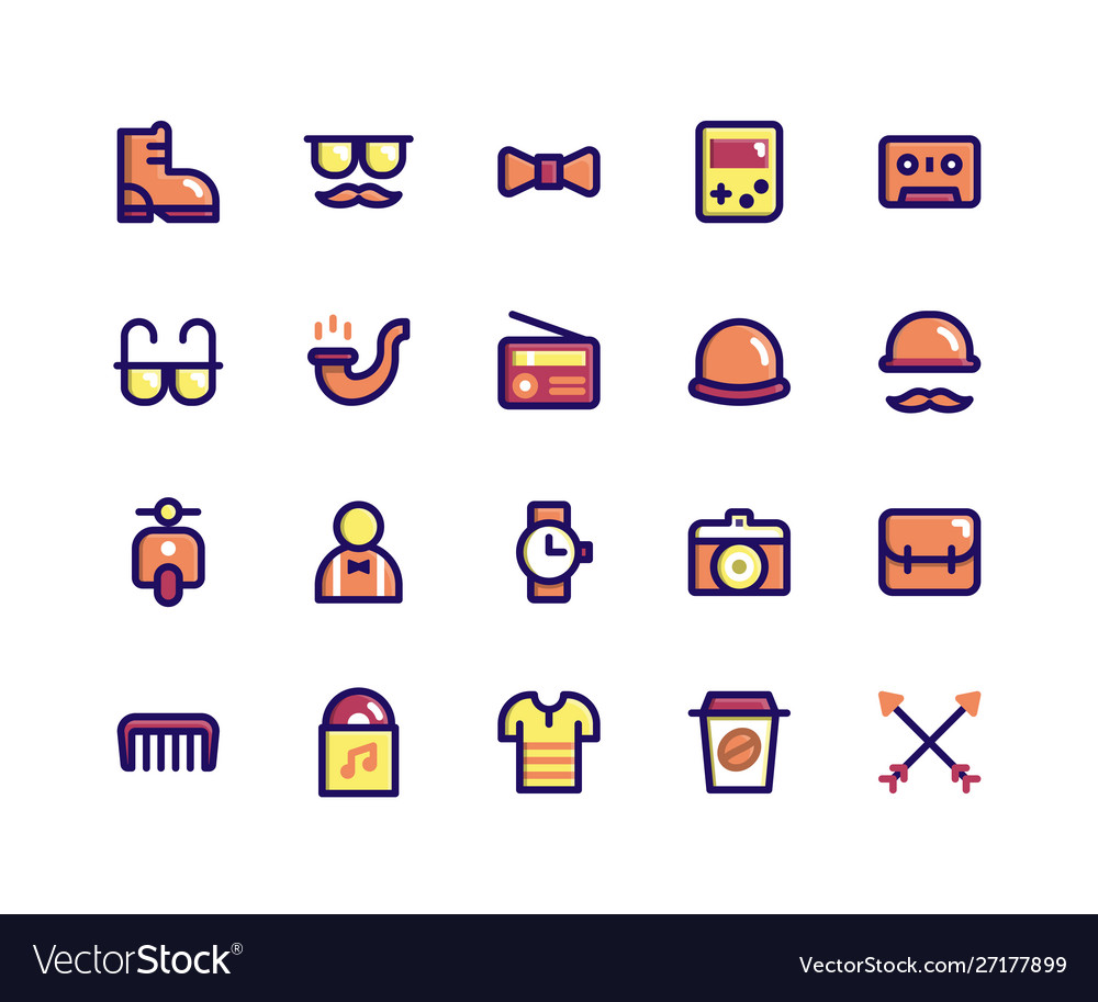 Hipster filled line icons