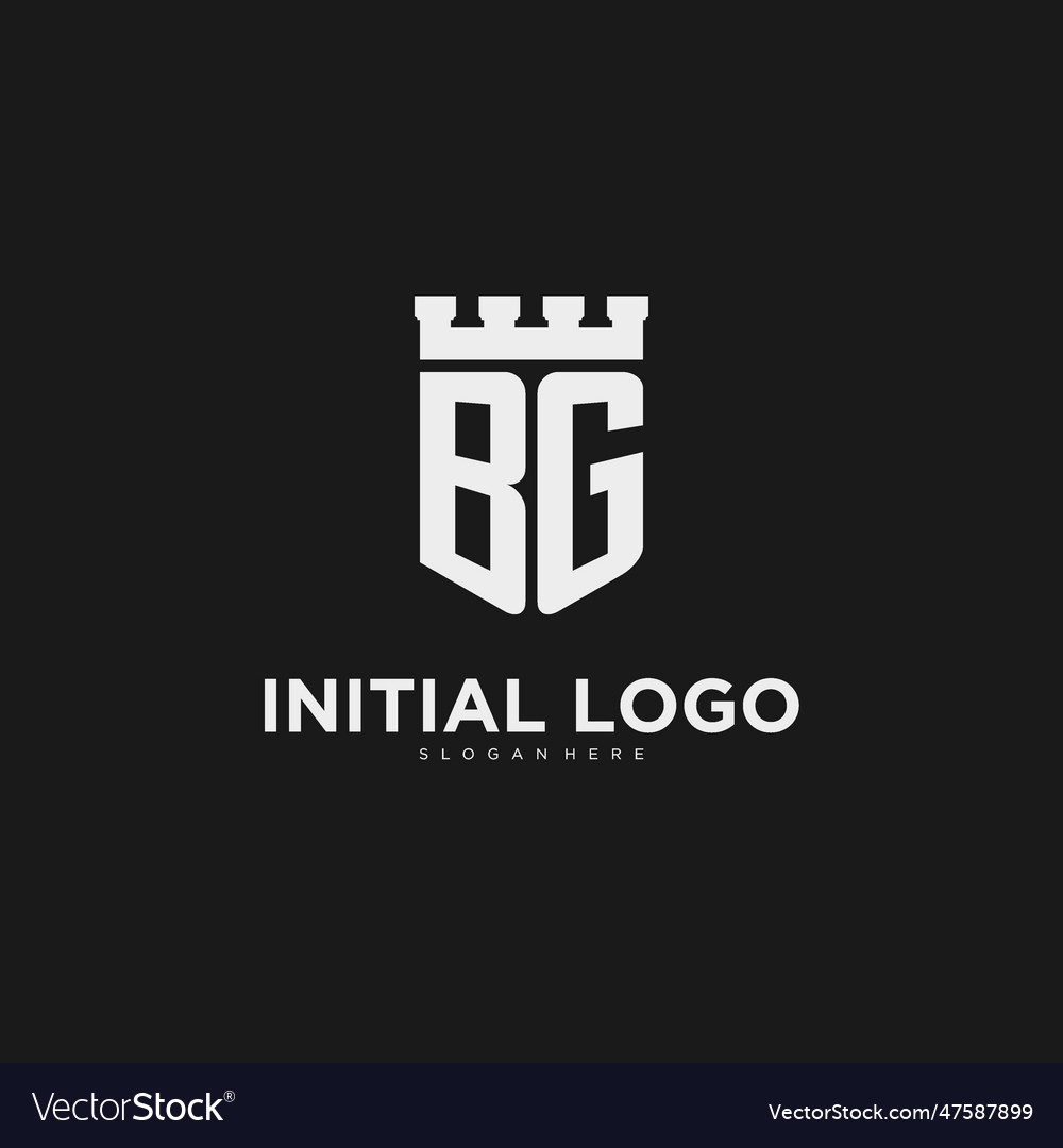 Initials bg logo monogram with shield Royalty Free Vector