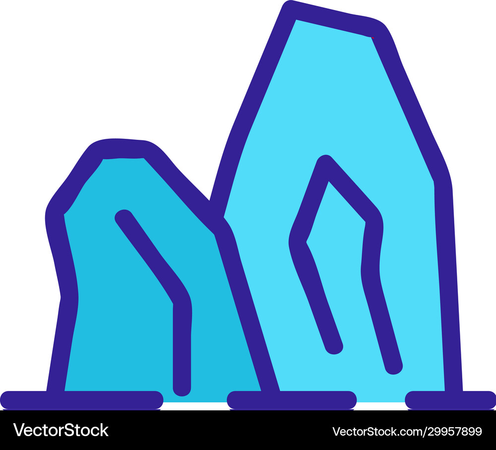 Mountain range icon isolated contour Royalty Free Vector