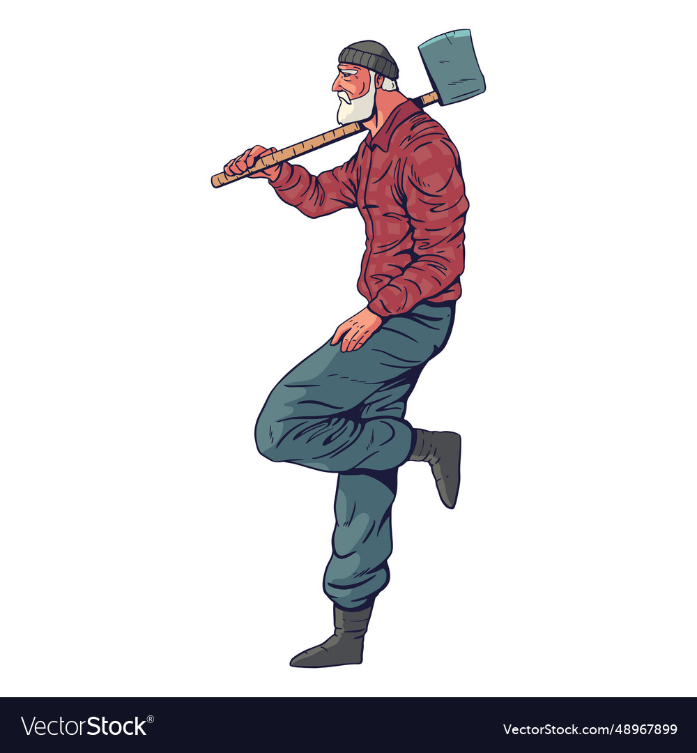 Relaxed lumberjack character Royalty Free Vector Image