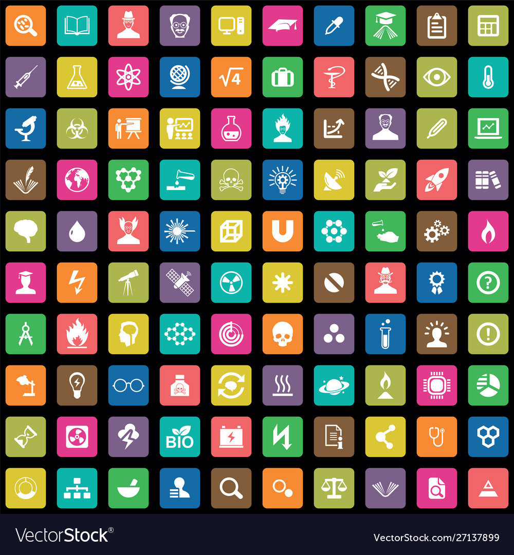 Science 100 icons universal set for web and ui
