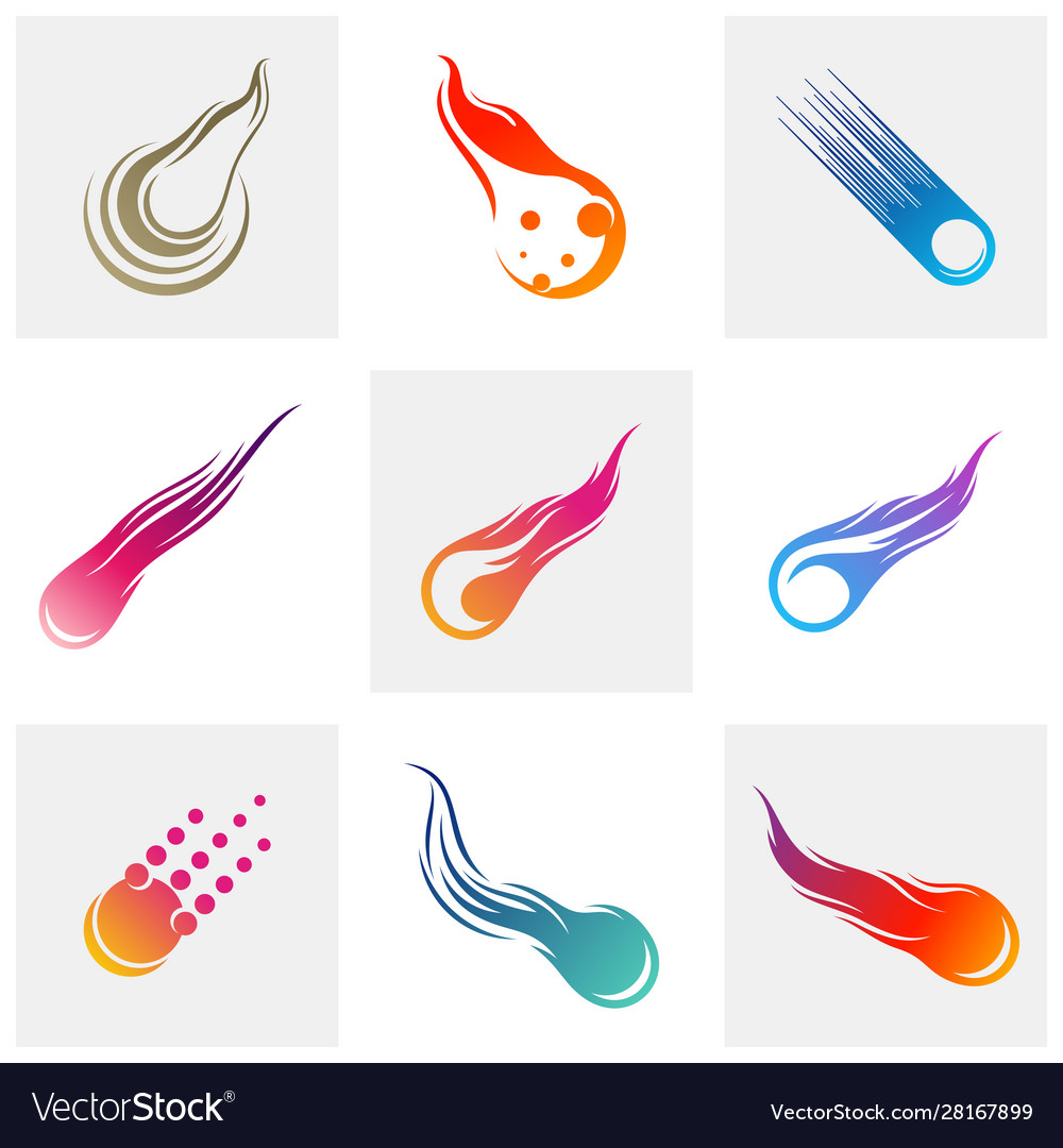 Set comet logo design template Royalty Free Vector Image