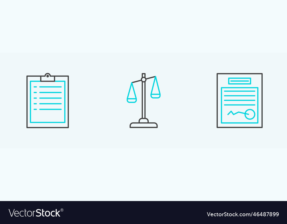 Set line filled form clipboard with checklist vector image Set line filled form clipboard with checklist