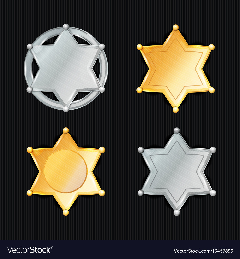 Sheriff badge star set different types Royalty Free Vector