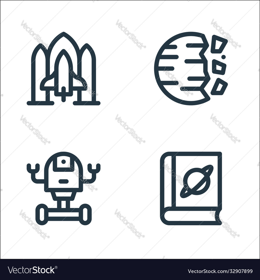 Space line icons linear set quality vector image Space line icons linear set quality