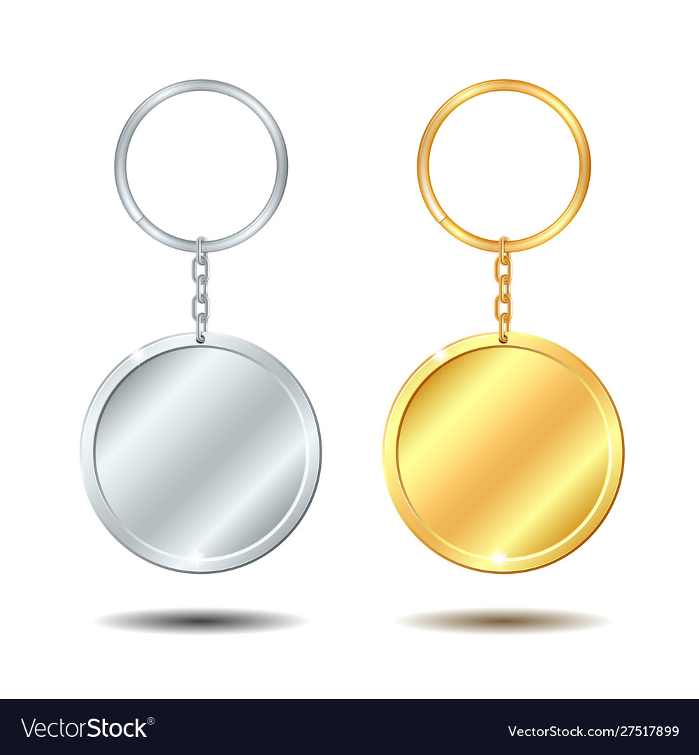 Template metal keychains set golden and silver Vector Image