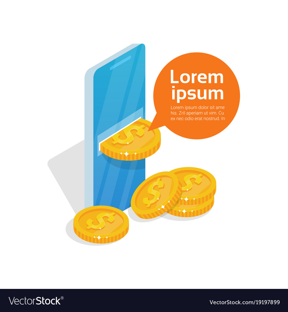 Web mobile wallet app coins falling from cell