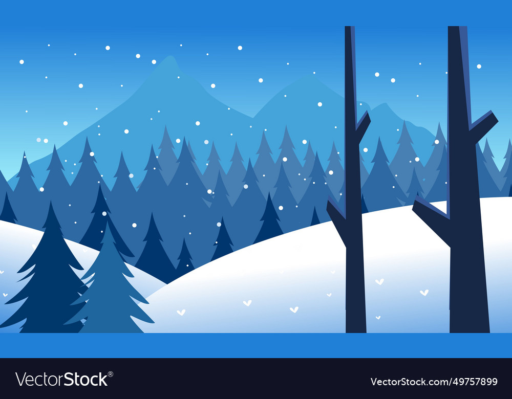 Winter landscape background flat