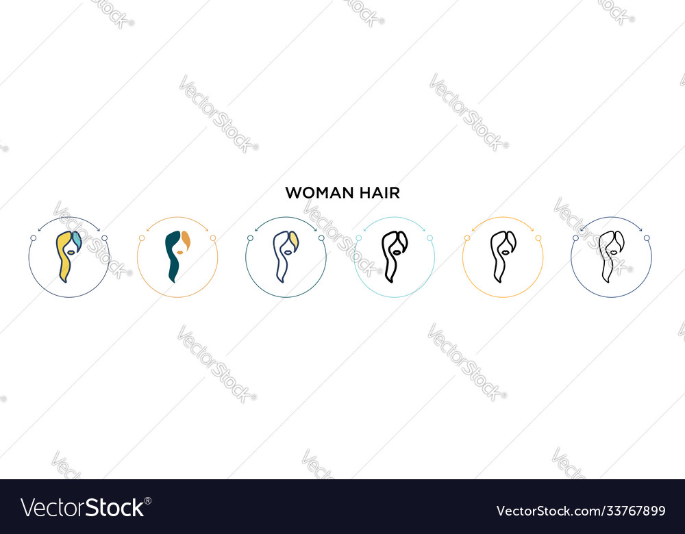 Woman hair icon in filled thin line outline