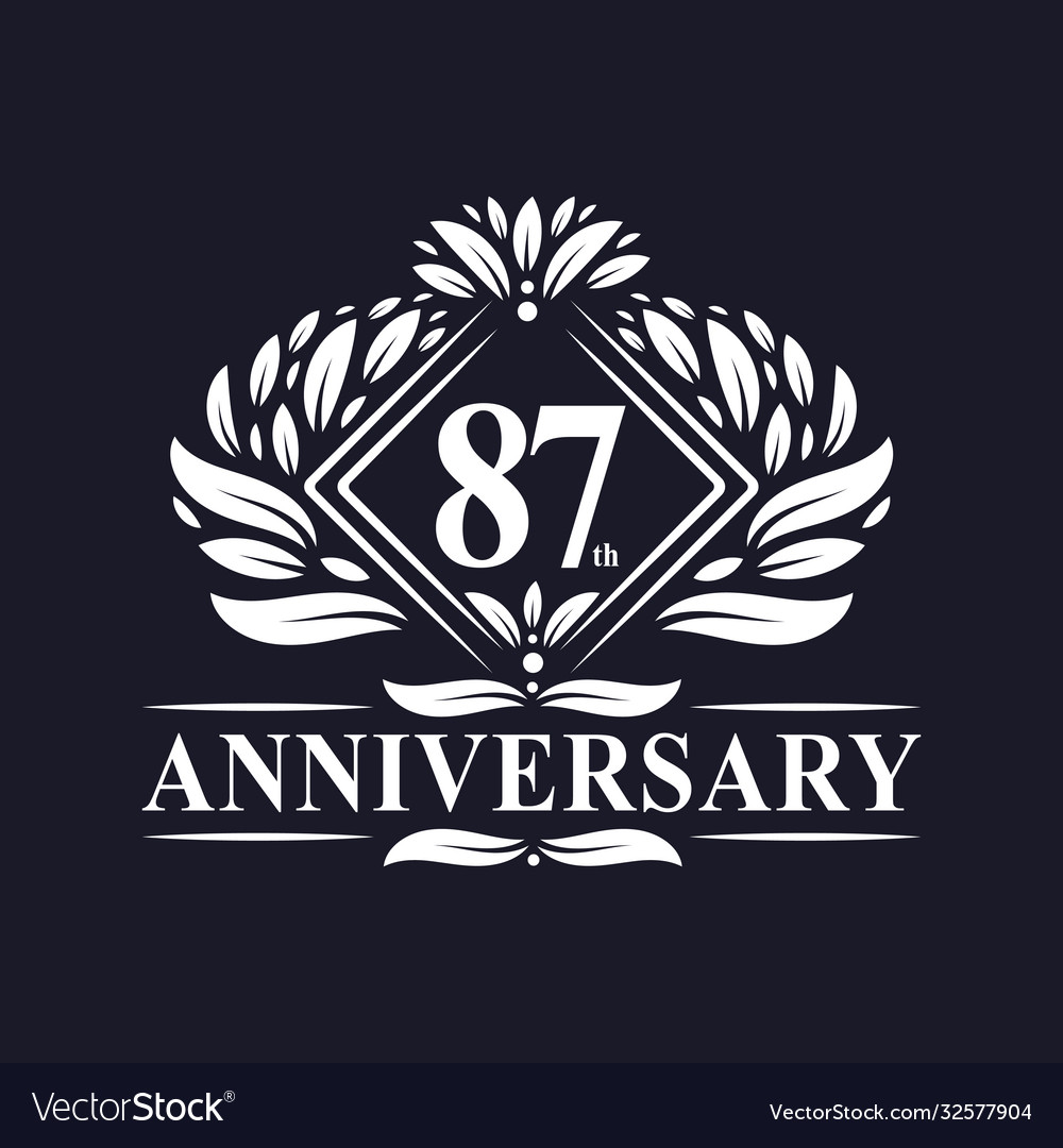 87 years anniversary logo luxury floral 87th
