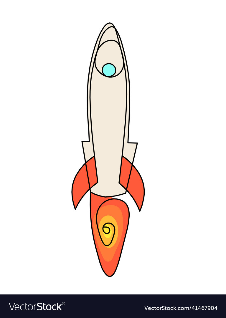 Abstract color rocket as continuous line drawing Vector Image Abstract color rocket as continuous line drawing