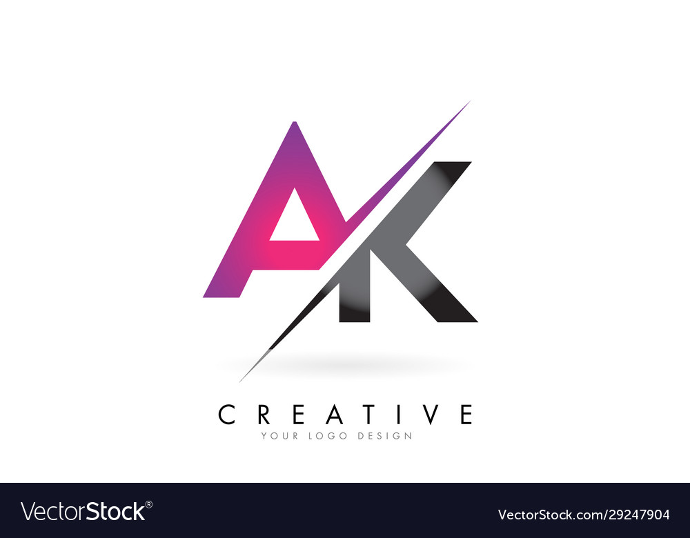 Ak a k letter logo with colorblock design