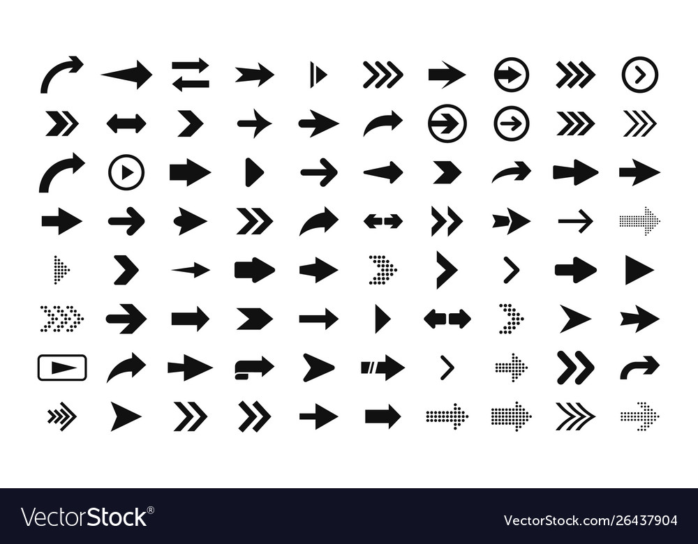 Arrows big set black flat icons Royalty Free Vector Image