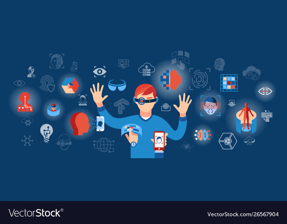 Artificial virtual reality science technology vector image Artificial virtual reality science technology