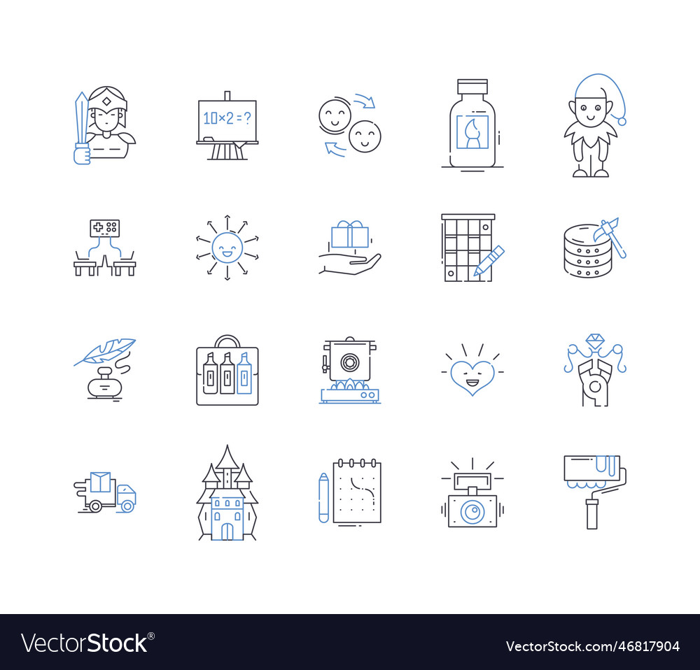 Avocation line icons collection hobby leisure Vector Image