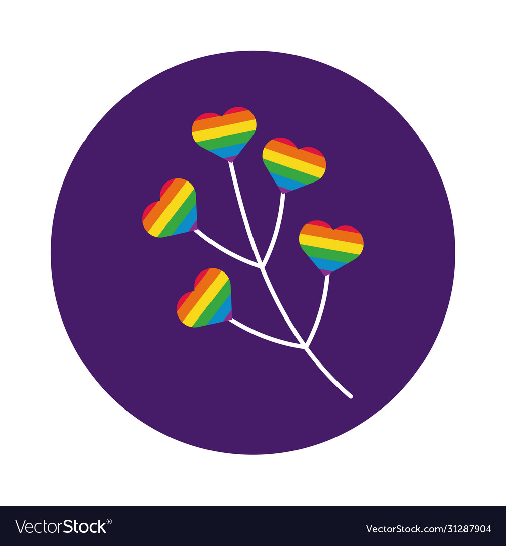 Branch with hearts gay pride block style