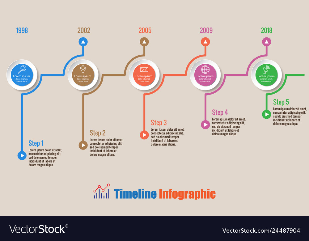 Business road map timeline infographic with 5 Vector Image