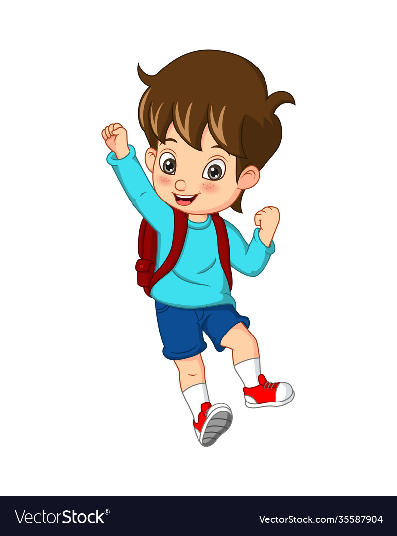 Cartoon Cute Boy With Backpack Royalty Free Vector Image