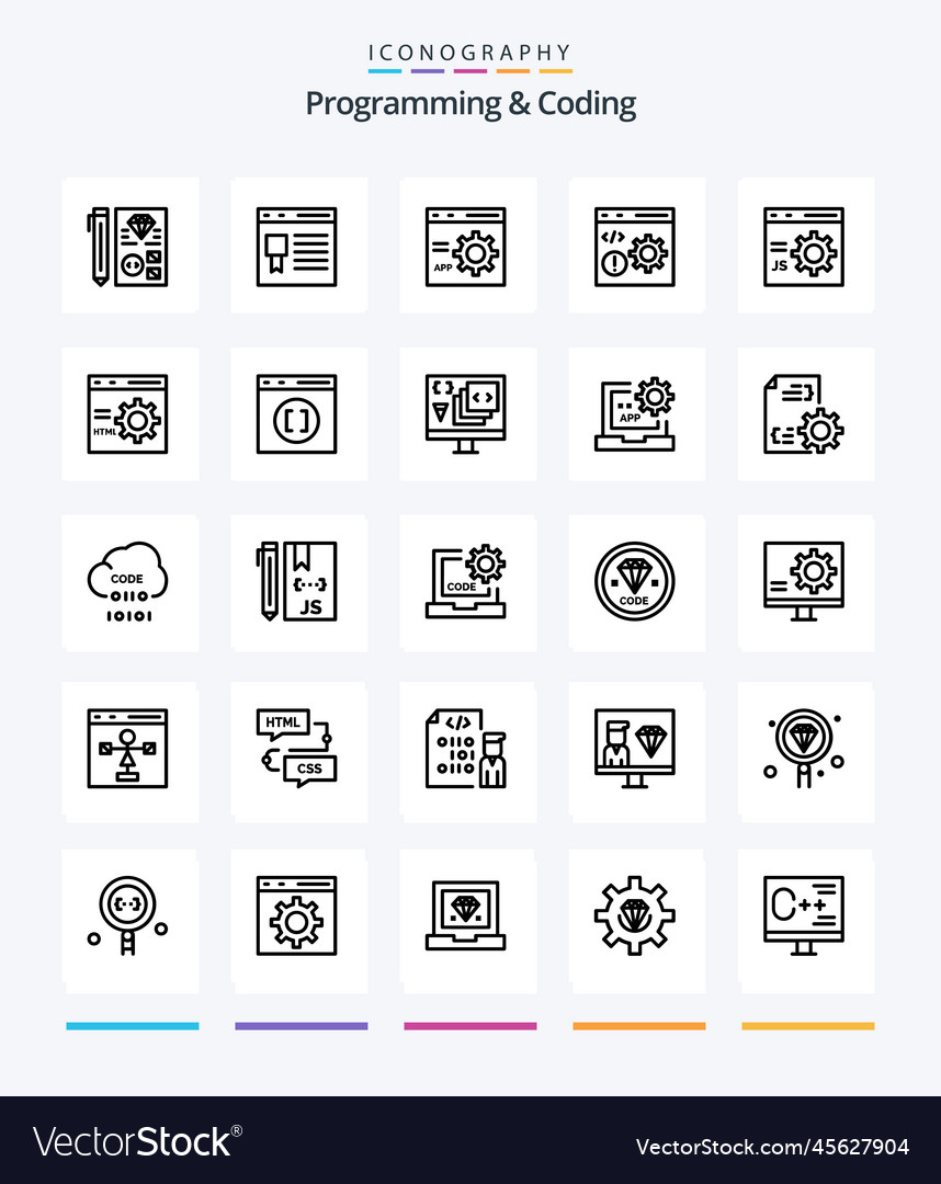 Kreative Programmierung und Codierung 25 Umrisssymbol vector image Kreative Programmierung und Codierung 25 Umrisssymbol