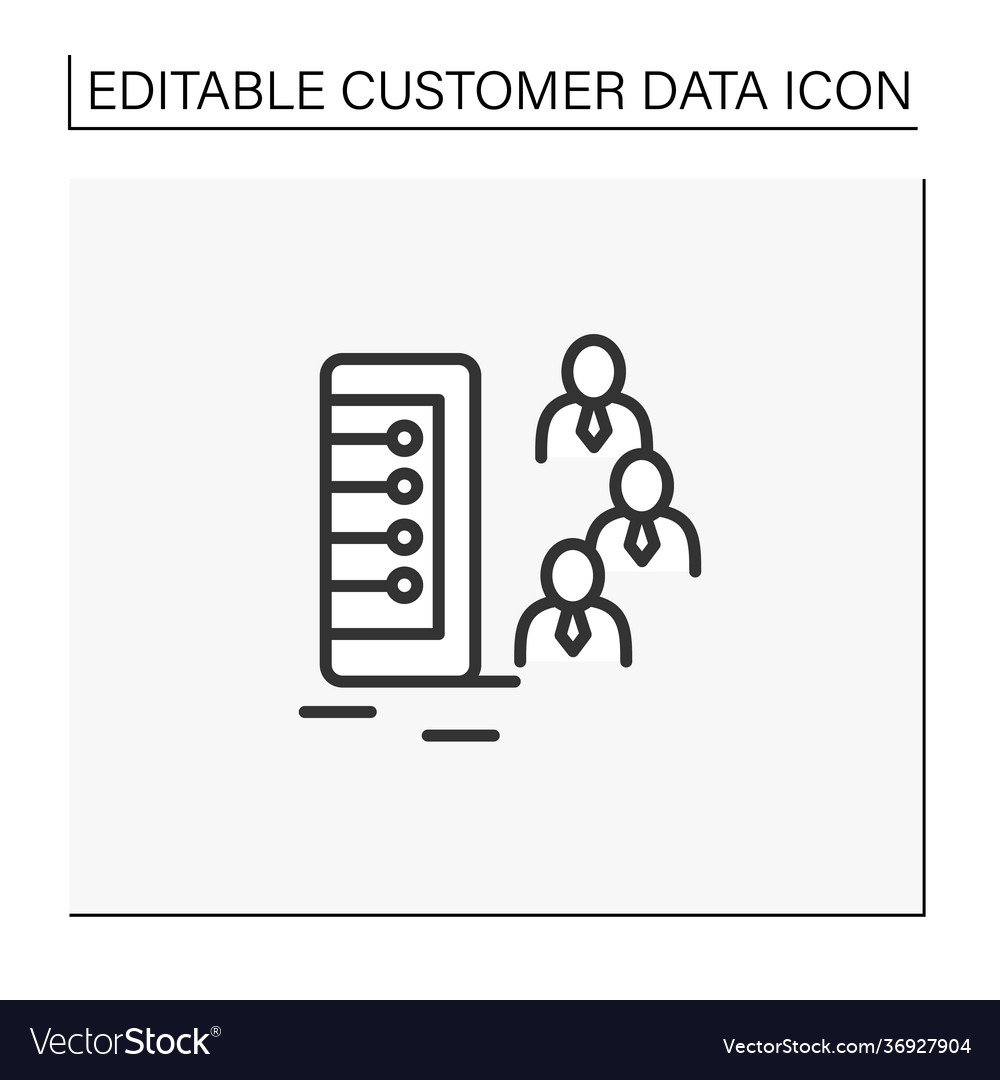 Customer database line icon vector image Customer database line icon