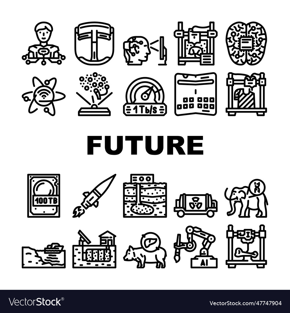 Future technology digital data icons set Vector Image Future technology digital data icons set