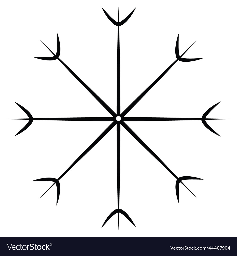 Outline drawing of a snowflake on transparent
